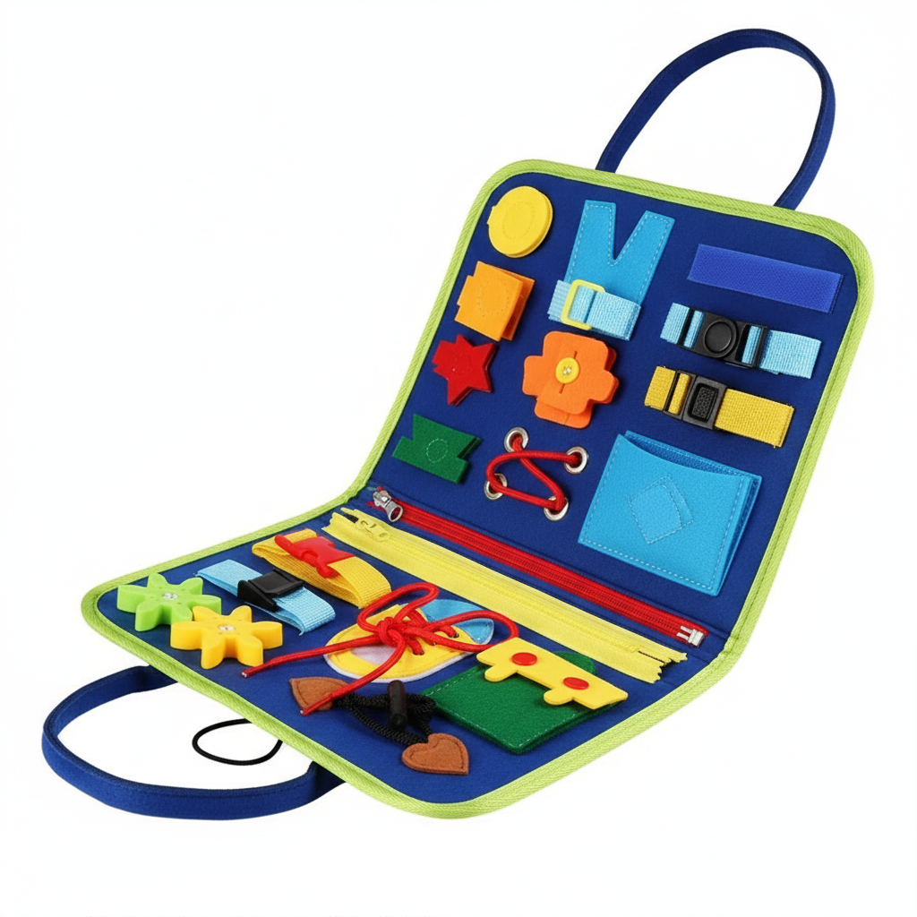 Montessori Busy Board Educational Activity Developing Sensory Board Fine Basic Dress Motor Skills Travel Toy Gift for Boys Girls