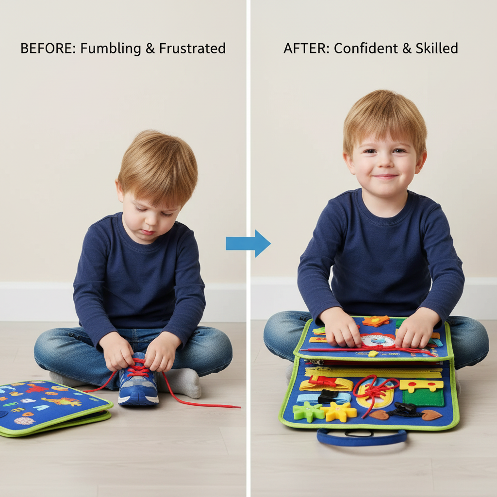 Montessori Busy Board Educational Activity Developing Sensory Board Fine Basic Dress Motor Skills Travel Toy Gift for Boys Girls