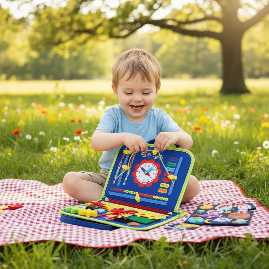 Montessori Busy Board Educational Activity Developing Sensory Board Fine Basic Dress Motor Skills Travel Toy Gift for Boys Girls