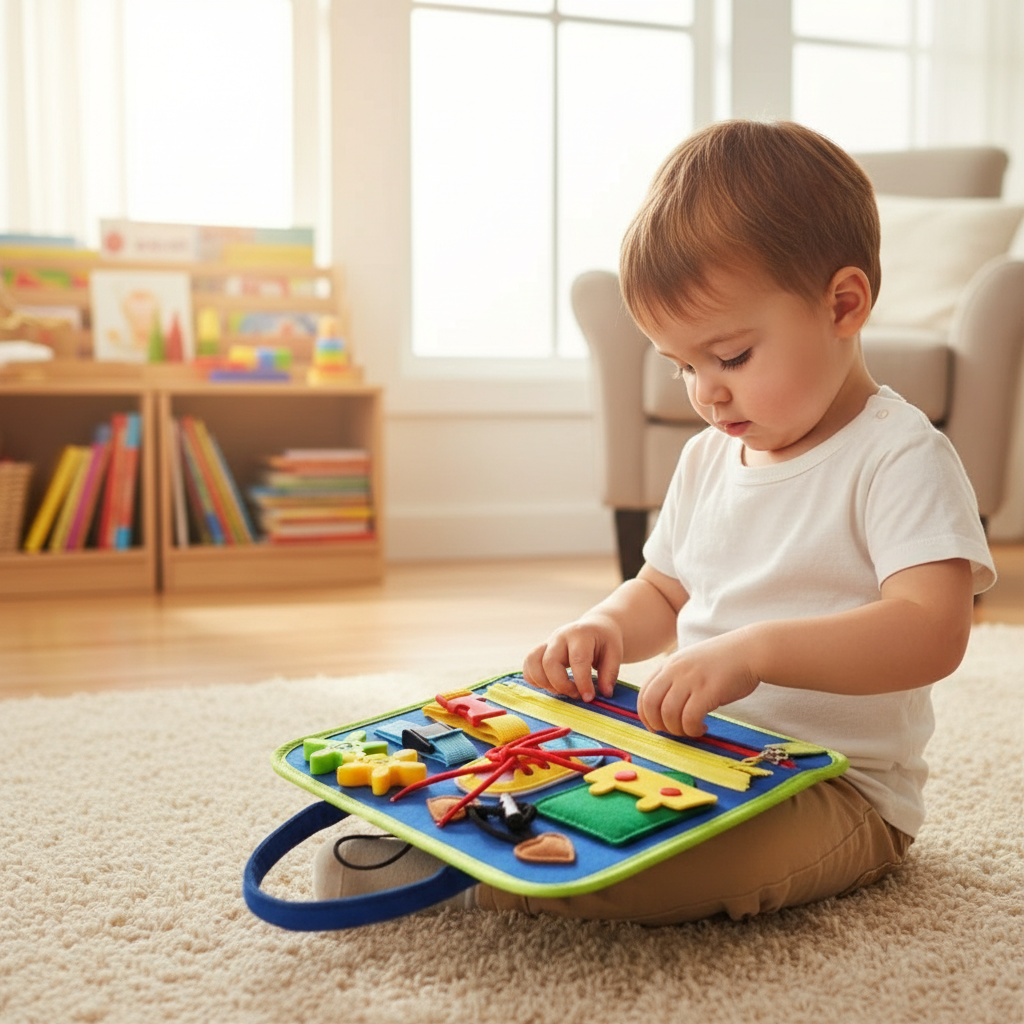 Montessori Busy Board Educational Activity Developing Sensory Board Fine Basic Dress Motor Skills Travel Toy Gift for Boys Girls